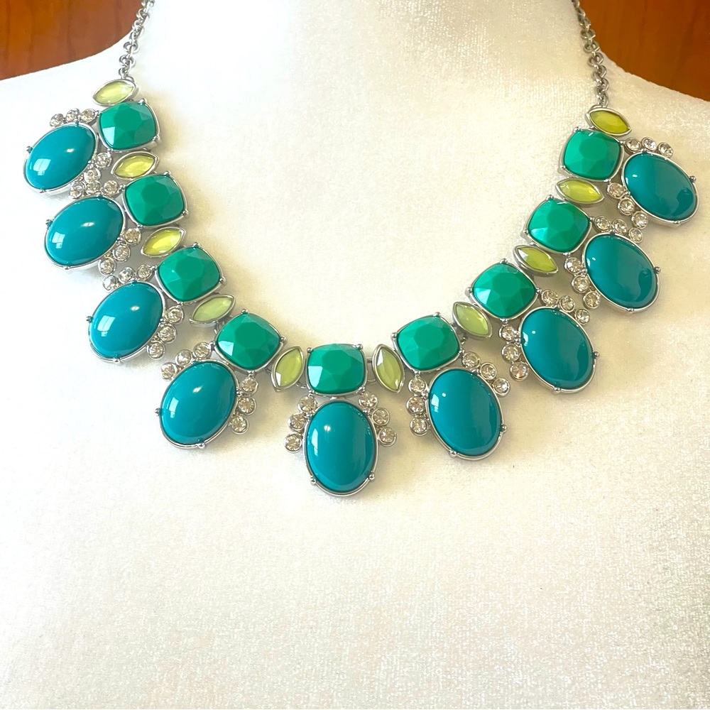 Lia Sophia vintage ,silver and green, aqua and light blue tone with crystal NWOT